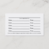 Beruflicher Chiropraktor Visitenkarte (Rückseite)