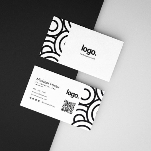 Beruflicher Circle Schwarz-weißer Minimalistischer Visitenkarte