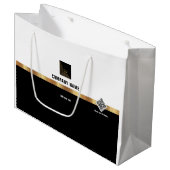 Beruflicher Client-Mitarbeiter bei QR-Codeabfrage Große Geschenktüte (Vorderseite Schrägansicht)