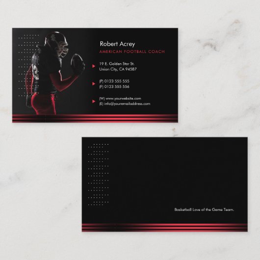 Beruflicher Coach | American Football Sport Visitenkarte (Vorne/Hinten)