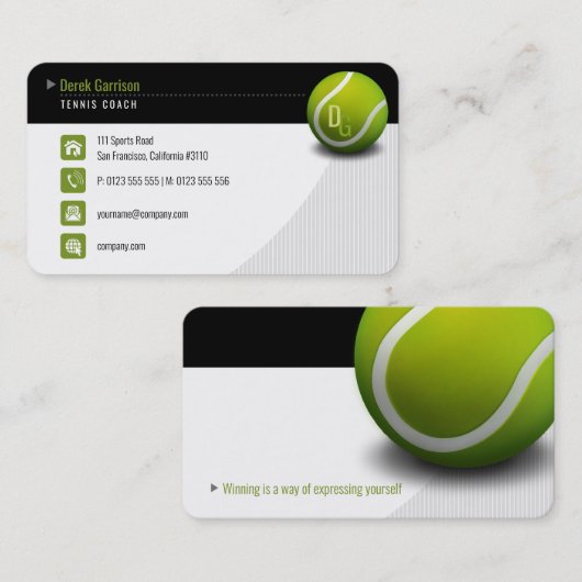 Beruflicher Coach | Tennismeister Sport Visitenkarte (Vorne/Hinten)