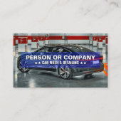 Beruflicher Cooler Black Blue Car Wash & Detection Visitenkarte (Vorderseite)
