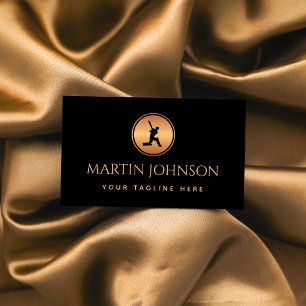 Beruflicher Cricket Coach Gold & Black Logo Sport Visitenkarte