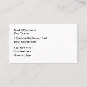 Beruflicher Dog-Training-Service Visitenkarte (Rückseite)