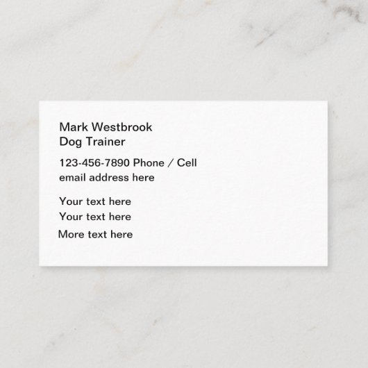 Beruflicher Dog-Training-Service Visitenkarte (Rückseite)