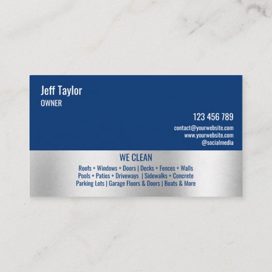 Beruflicher Druck Power waschen Waschbecken Dach B Visitenkarte (Rückseite)