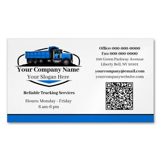 Beruflicher Dump Truck Hauling Company QR Code Magnetische Visitenkarte (Vorderseite)