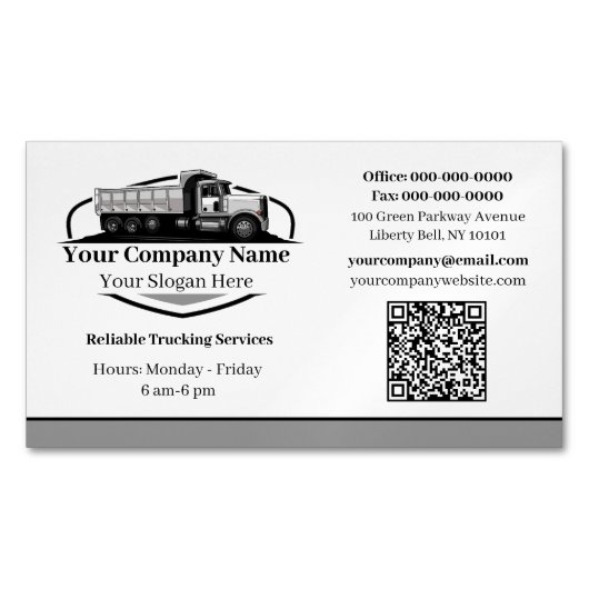 Beruflicher Dump Truck Hauling Company QR Code Magnetische Visitenkarte (Vorderseite)