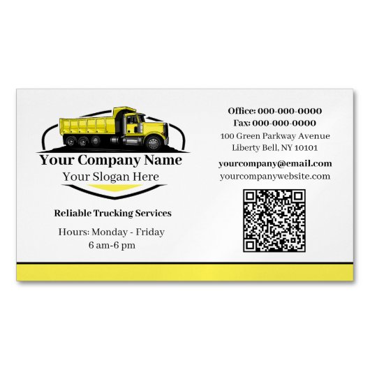 Beruflicher Dump Truck Hauling Company QR Code Magnetische Visitenkarte (Vorderseite)