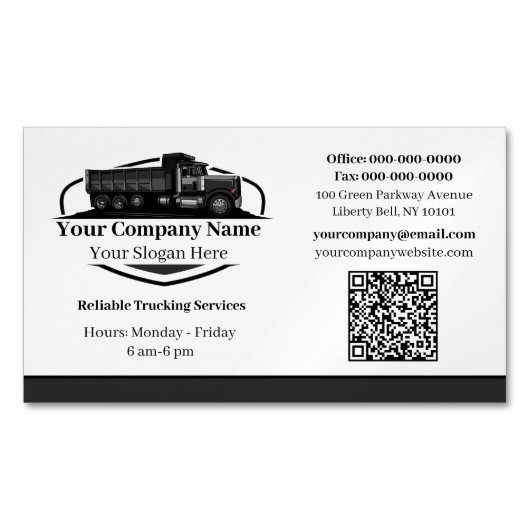 Beruflicher Dump Truck Hauling Company QR Code Magnetische Visitenkarte (Vorderseite)