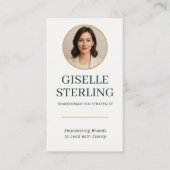 Beruflicher Dunkel-Grün-Gold-Foto QR-Code Modern Visitenkarte (Vorderseite)