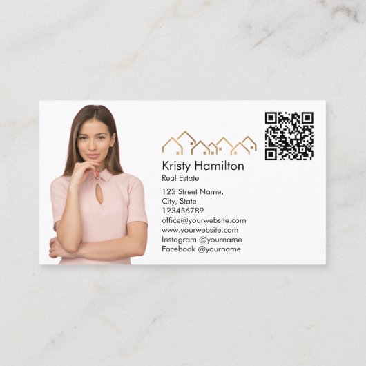 beruflicher Echtzeit-Anwesen-Realtor, um Foto-QR-C Visitenkarte (Rückseite)