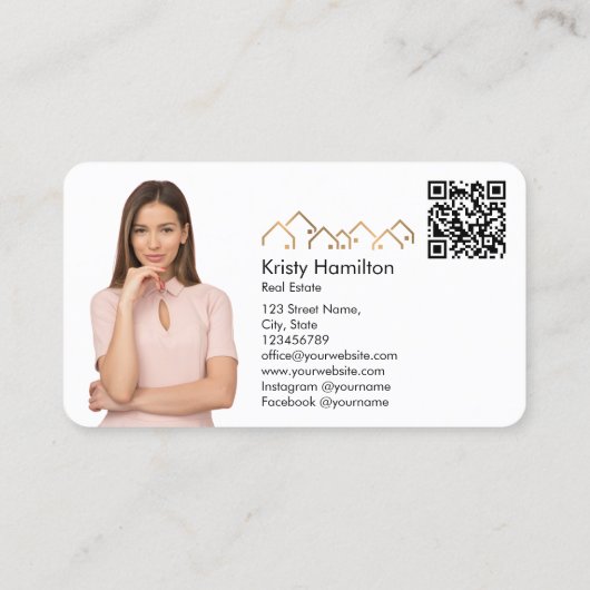 beruflicher Echtzeit-Anwesen-Realtor, um Foto-QR-C Visitenkarte (Rückseite)