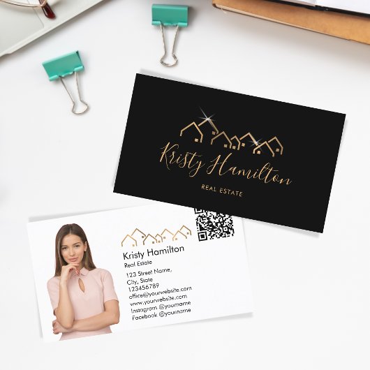 beruflicher Echtzeit-Anwesen-Realtor, um Foto-QR-C Visitenkarte