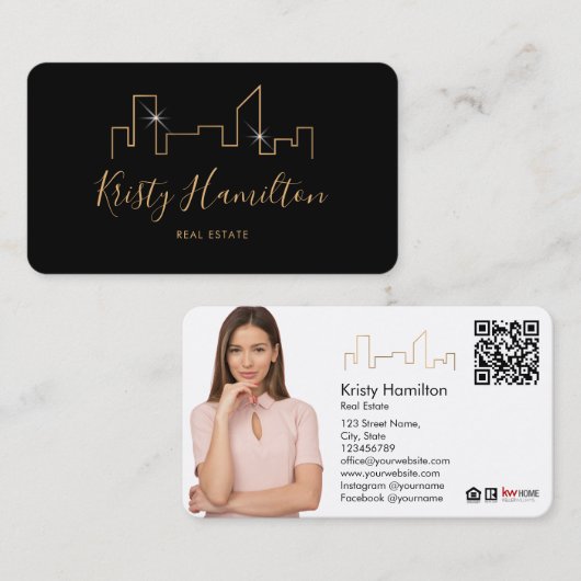 beruflicher Echtzeit-Anwesen-Realtor, um Foto-QR-C Visitenkarte (Vorne/Hinten)