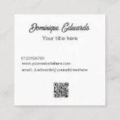 Beruflicher einfacher Schwarz-weißer Foto QR-Code Quadratische Visitenkarte (Rückseite)