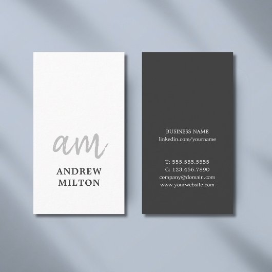 Beruflicher Elegant GreyWhite Monogram Consultant Visitenkarte