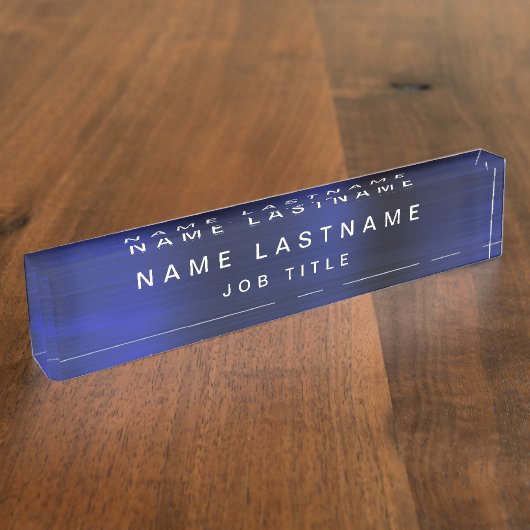 Beruflicher Elegant Metallic Navy Blue Desk Namensplakette (Seite)