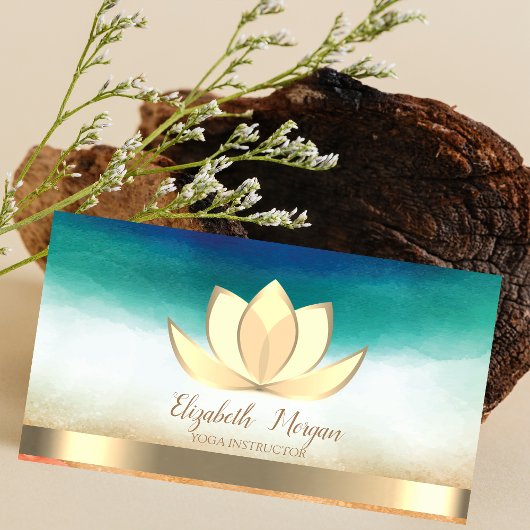 Beruflicher Elegant Yoga Instructor Gold Lotus Visitenkarte