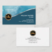 Beruflicher eleganter cyan-blauer silberner visitenkarte (Vorne/Hinten)