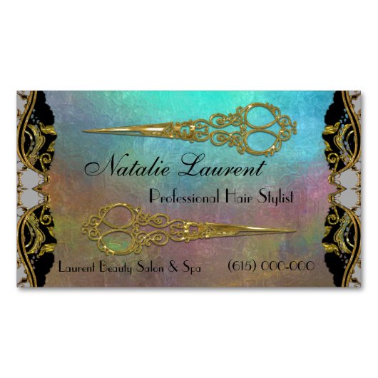 Beruflicher, eleganter Doppel-Schere-Wattebereich Magnetische Visitenkarte (Vorderseite)