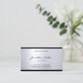 Beruflicher eleganter Glam Handschrift Silver Look Visitenkarte (Stehend Vorderseite)