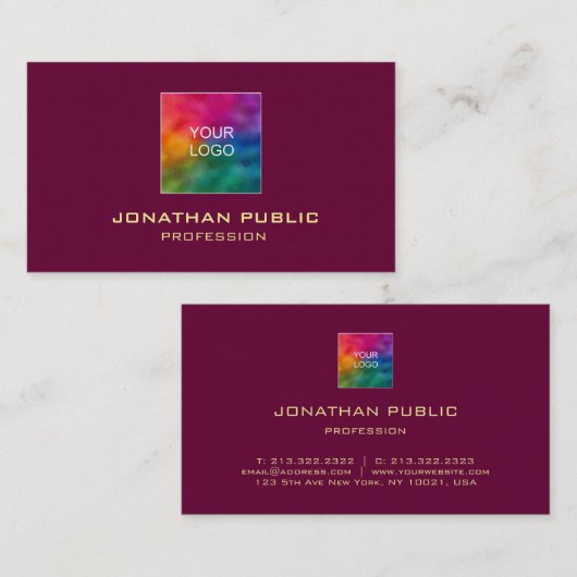 Beruflicher, eleganter Goldfarbtext Visitenkarte (Vorne/Hinten)