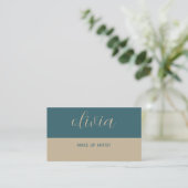 Beruflicher Eleganter Grüner Makeup Künstler Visitenkarte (Stehend Vorderseite)