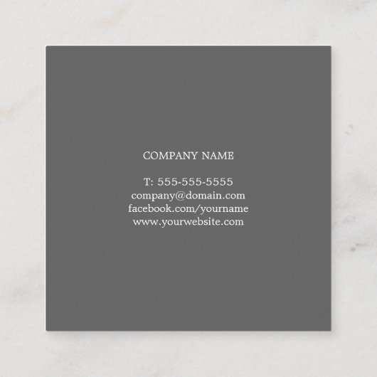 Beruflicher, eleganter, hellgrauer Berater Quadratische Visitenkarte (Rückseite)