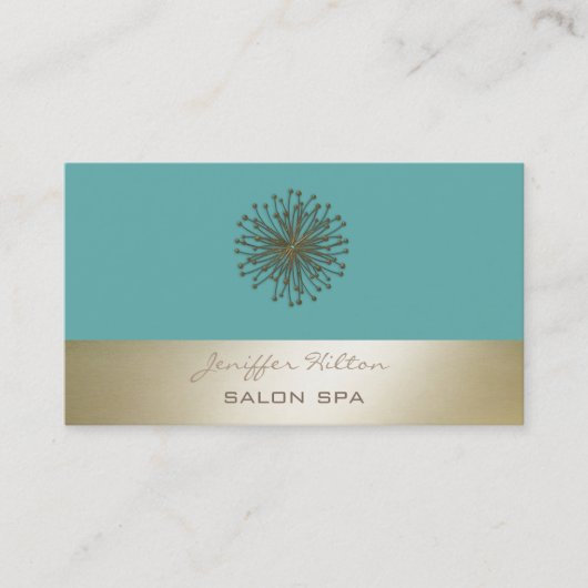 Beruflicher, eleganter Kronleuchter mit Minz/Gold- Visitenkarte (Vorderseite)