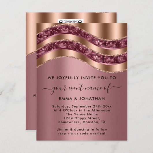 Beruflicher Eleganter Kupfer-QRCode Pink mit schwa (Vorne/Hinten)