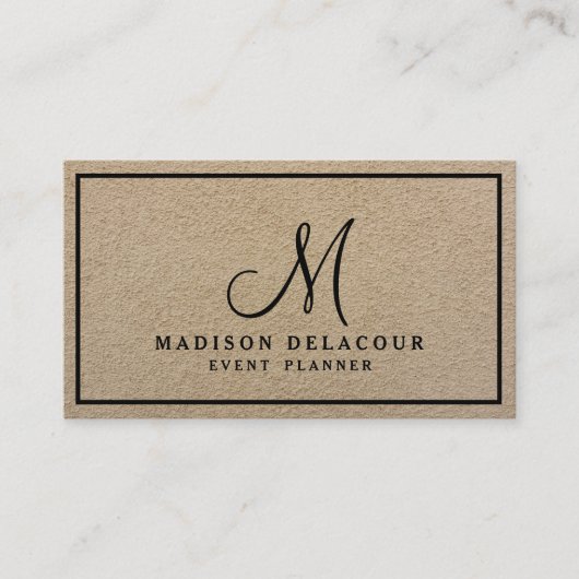 Beruflicher eleganter, moderner Monogram-Beige San Visitenkarte (Vorderseite)