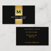 Beruflicher Eleganter Monogram-Kosmetologe Gold Visitenkarte (Vorne/Hinten)