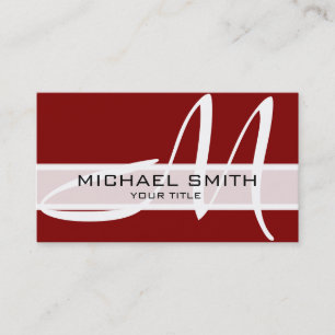 Beruflicher eleganter Monogram Modern Deep Maroon Visitenkarte