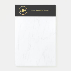 Beruflicher, eleganter Monogram-Schwarz-Gold-Marmo Post-it Klebezettel