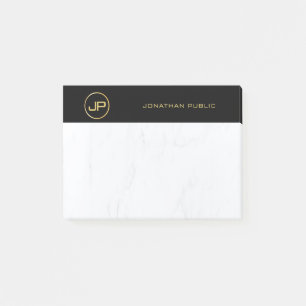 Beruflicher, eleganter Monogram-Schwarz-Gold-Marmo Post-it Klebezettel