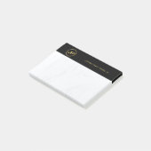 Beruflicher, eleganter Monogram-Schwarz-Gold-Marmo Post-it Klebezettel (angewinkelt)
