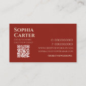 Beruflicher Eleganter Red White QR Code Premium Visitenkarte (Rückseite)