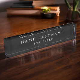 Beruflicher eleganter Schwarz-weißer Schreibtisch Namensplakette