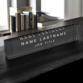 Beruflicher eleganter Schwarz-weißer Schreibtisch Namensplakette