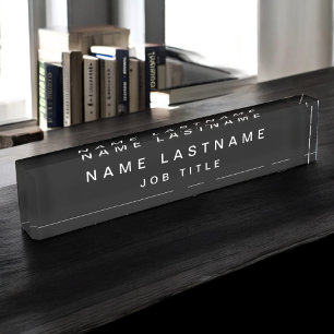 Beruflicher eleganter Schwarz-weißer Schreibtisch Namensplakette