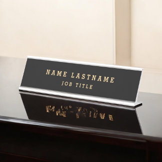 Beruflicher eleganter Schwarzer-Gold-Desk Schreibtischnamensplakette