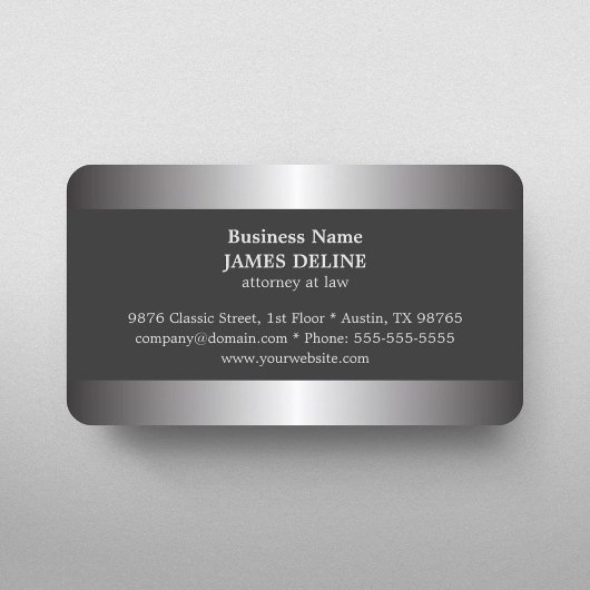 Beruflicher eleganter Silbermetallstaatsanwalt Visitenkarte
