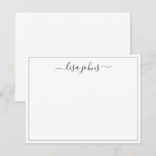 Beruflicher eleganter Skriptname Thin Border Mitteilungskarte (Vorne/Hinten)