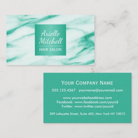 Beruflicher eleganter türkisfarbener Alabaster-Mar Visitenkarte (Vorne/Hinten)
