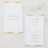 Beruflicher, eleganter weißer Marmor Gold Text Mod Visitenkarte (Vorne/Hinten)