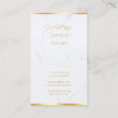 Beruflicher, eleganter weißer Marmor Gold Text Mod Visitenkarte (Rückseite)
