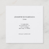 Beruflicher, eleganter weißer Marmor Quadratische Visitenkarte (Rückseite)