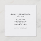 Beruflicher, eleganter weißer Marmor Quadratische Visitenkarte (Rückseite)