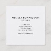 beruflicher, eleganter weißer Marmor Quadratische Visitenkarte (Rückseite)